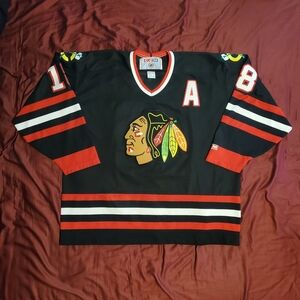 Rare Vintage Denis Savard Chicago Blackhawks CCM Black Alternate Jersey